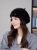 Japonês novo outono e inverno pele de coelho pintor chapéu feminino ao ar livre moda quente rosto-olhando pequeno boina chapéu moda britânica