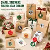 500 adesivos/rolo adesivos de etiqueta de presente com tema de Natal transfronteiriços, etiquetas de embalagem autoadesivas, adesivos de vedação DIY feitos à mão