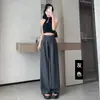 Pantalones anchos color blanquecino para mujer, nueva colección otoño 2026, de tiro alto, elegantes, fluidos, versátiles, pantalones casuales de pierna recta