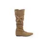 Primer Encuentro Temporada 4cm de altura interior que aumenta~doble uso estilo coreano de punta con hebilla botas plisadas de media pantorrilla para mujer, nuevo para otoño e invierno botas largas