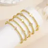 Pulsera Cruzada Chapada en Cobre 14K para Exportación Europea y Americana, Nuevo Estilo de Moda, Pulsera Personalizada Sencilla Casual con Cuentas Doradas y Cordón Elástico