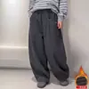 Calças de Lã para Meninas Outono Inverno 2026 Novo Estilo Inverno Infantil Espessadas Peça Única de Lã Calças Casuais Meninas Crianças Maiores Calças de Banana