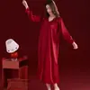 Pijama Rojo Año Nuevo Zodiaco Rojo Grande Set de Pareja Bata de Seda de Hielo Resistente al Desvanecimiento Ropa de Casa con Sujetador Incorporado Vestido de Tirantes