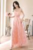 Vestido de Noche Rosa para Mujer de Alta Gama Lujo Ligero Nicho Alta Gama Cumpleaños Tubo Superior Súper Hada Falda Valla Ligera Prueba de Arte Vocal