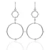 Brincos Femininos de Prata S925 com Moissanita, Duplo Círculo, Montagem Solta, Fornecimento Direto da Fábrica, Joia de Uso Diário Levemente Luxuosa, Simples e Elegante