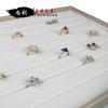 Estante de Exhibición de Joyería de Cuero PU Color Champaña Bandeja de Almacenamiento para Anillos Soportes para Exhibir Aretes Pendientes Collares