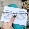 Nuevo negocio metal diamante ceja miopía marco de gafas moda viajero ojo de gato luz azul anti-reflejo plano