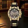 Reloj popular para hombre, moderno deportivo de silicona, falso de tres ojos, de cuarzo para negocios, transmisión en vivo de comercio exterior del fabricante, dropshipping