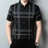 Camisas de Manga Corta para Hombre de Verano, Cárdigans Finos a Rayas para Hombres de Mediana Edad, Camisas de Media Manga, Tops Casuales, Camisas de Hombre, Dropshipping