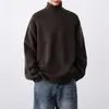 Suéter liso de cuello alto para hombre, nuevo top de punto de manga larga de otoño, suéter casual de capa base para hombre, ropa para hombre