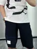 Venta Directa de Fábrica Tb Versión Alta Nuevo de Verano 100% Algodón Jacquard Raya Oscura Tejido de Cuatro Barras Pantalones Cortos con Cordón