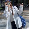 Camisa de Protección Solar para Mujer Verano Ligera y Transpirable Holgada Manga Larga Camisa Blanca Top Chaqueta de Protección Solar
