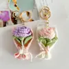 Nuevo Llavero de Ramo Tejido a Crochet Hecho a Mano Colgante de Bolso Mini Ramo Regalo para Novia y Mejor Amiga