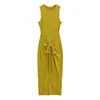 Yujie Urbano Elegante para Viajar Sexy Cintura Alta Cadera Falda de Moda Nicho Cintura con Cordones Color Sólido Delgado Vestido