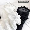 Calcetines Lolita para mujer, de pelo medio, modernos, de verano, finos, bonitos, estilo japonés, con encaje JK, blancos y negros.