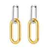 Moda transfronteiriça pingente quadrado aço inoxidável fivela de orelha brincos ovais femininos de alta qualidade banhados a ouro 18K brincos atacado