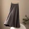 Saia Espessa de Cashmere 100% Fio Fino com 68 Fios, Nova Outono 2026, Comprimento Médio, Estilo Casual, Linha A, Plissada