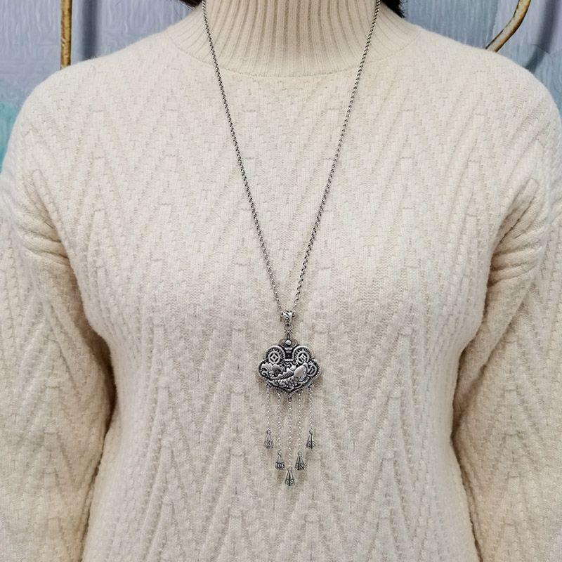 智贝主图_4如意长命锁流苏99纯银毛衣链长款项链女吊坠20