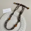 Escarf Colar de Tecido com Contas Coloridas Coração de Madeira Retrô Literário de Luxo Leve Corrente para Clavícula Ajustável Moda Feminina Tendência