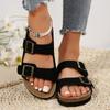 Pantuflas Gruesas de Suela Gruesa de Doble Botón de Talla Grande de Comercio Exterior 2024 Verano Estilo Europeo y Americano Mismo Estilo para Hombres y Mujeres Punta Redonda Pantuflas Birkenstock Venta al por Mayor