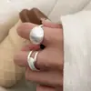 Anillo Abierto Ajustable Versátil de Plata de Ley S925 Mate Cepillado para Mujer, Lujo de Gama Alta de Nicho, Nuevo Artículo