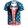 Ropa Transfronteriza Nueva para Primavera y Verano 2023 Día de la Independencia de EE. UU. Camiseta de Manga Corta para Hombre Impresa Digitalmente en 3D Ropa para Parejas