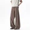 Pantalones plisados estilo Old Money, Pantalones largos casuales de pierna ancha, holgados, transpirables y finos para primavera/verano, Corte relajado, pierna recta