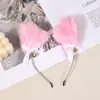 Diadema de Felpa con Orejas de Gato Diadema de Cabeza de Zorro Tocado Femenino Pinza de Pelo de Oreja de Bestia Pinza de Pelo de Gato Accesorios de Conejo Decoración Halloween
