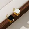 Aretes de Concha Cuadrados Asimétricos Simples a la Moda Aretes Diseño de Nicho Avanzado Aretes Vintage de Lujo Ligero