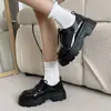 Zapatos de cuero negros de cordones para mujer, estilo británico de suela gruesa, para aumentar la altura, retro francés, nuevos para primavera/otoño 2026