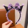 Diadema para niña con lazo de malla Kulomi de dibujos animados, accesorios para el cabello para niña, tocado morado de súper hada