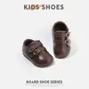 Sapatos de couro para bebê menina outono sapatos de caminhada para bebê sola macia sapatos de bebê sapatos pequenos retrô para menino versátil casual