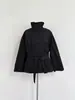 Elegante gabardina corta de estilo coreano para otoño e invierno, simple, estilo británico, cuello alto, corte holgado, cinturón para anudar, versátil, para mujer 18880