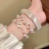 Pulsera de Cristal Deslizante con Cuentas de Flor de Vidrio Pequeña Fresca Dulce Pulsera Versátil Pulsera de Estilo Simple de Gama Alta para Mujeres