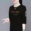 Comércio Eletrônico Transfronteiriço Comércio Exterior Camiseta de Sete Mangas Feminina Mãe de Meia-Idade Elegante Redutora de Idade Top Solto Emagrecedor
