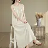 Estilo Novo de Verão para Mães de Meia-Idade Camisola de Algodão e Seda de Alta Qualidade Roupa de Casa Feminina Vestido Regata de Viscose para Usar por Cima