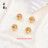 Cuentas Redondas de Loto de la Fortuna Esmaltadas Cloisonné Color Cobre Dorado Estilo Chino, Cuentas Espaciadoras Huecas de Esmalte Azul Quemado para Pulseras y Manualidades DIY