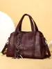 Bolsa Feminina Transfronteiriça 2026 Novo Modelo para Mães de Meia-Idade, Bolsa de Mão Simples, Bolsa de Ombro e Transversal de Couro Macio na Moda com Grande Capacidade