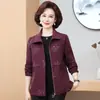 Nueva moda de otoño, chaqueta holgada para mamá, abrigo grueso informal holgado con retazos elegante para mujeres de mediana edad y mayores