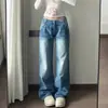 Pantalones Vaqueros Rectos Lavados Estilo Retro Americano High Street con Diseño de Pinzas, Corte Holgado, Jeans de Pierna Ancha de Cintura Alta Adelgazantes para Mujer