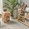 Estante Infantil de Chão Porta Livros Ilustrados Quarto Infantil Estante de Leitura Doméstica Prateleira de Armazenamento para Bebê Estante Pequena Simples de Madeira Maciça