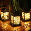 Lanterna de Pátio Externa Alimentada por Energia Solar, LED Retro à Prova d'Água para Jardim, Portátil, Luz Noturna Ambiente com Controle Inteligente