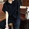 Conjunto de Suéter Moda Verão com Capuz Manga Curta Feminino Estilo Coreano Moda Tamanho Grande Casual Calça Harlan Cor Sólida Top Conjunto de Duas Peças