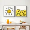 Estilo Nórdico Ins Sala de Estar Pintura Decorativa Cara Sonriente Linda Sanadora Mural Tienda de Té con Leche Dormitorio Nicho junto a la Cama Pintura Colgante