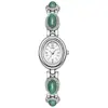 Pulseira GEDI Retro de Jade Relógio Feminino Mostrador Oval Incrustado com Diamantes Luxo Leve Nicho Estilo Chinês Exquisito Relógio de Quartzo Transfronteiriço