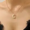 Colar Pingente Lua e Sol da Moda, Joia Transfronteiriça Europeia e Americana Elegante e de Alto Padrão, Corrente Clavícula com Pingente de Sol e Lua para Mulheres