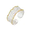 Anillo Abierto de Corte de Color Contrastante Oro y Plata de Alta Gama, Anillo Ajustable de Malla de Encaje de Lujo Accesible de Moda, Anillo para Dedo Índice