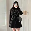 Talla actualizada estilo chic coreano retro temperamento abrigo de lana con cordones chaqueta cortavientos casual holgada