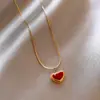 Collar con Colgante de Corazón de Acero de Titanio para Mujer, Estilo de Lujo Ligero Europeo y Americano, Diseño Único de Nicho, Joyería que No se Desvanece