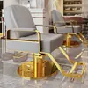 Silla de Salón Reclinable con Altura Ajustable para Cortes de Cabello, Giratoria y Adecuada para Teñido de Cabello, Hecha de Acero Inoxidable